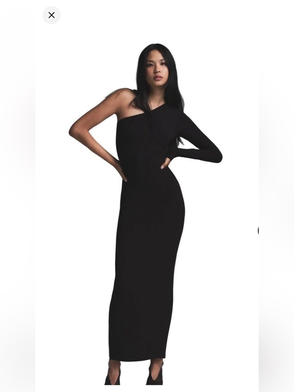 SKIMS One-Shoulder Long Black Dress